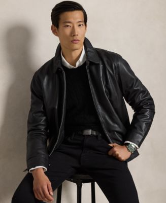 Polo Ralph Lauren Leather Jacket ポニーなし Ralph Lauren Polo Black Farrington Leather Bomber Jacket - Size