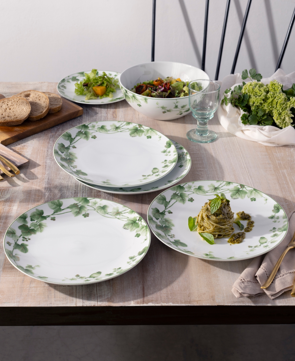 Noritake Ivy Whisper Dinner Plates, Set Of 4 In Green