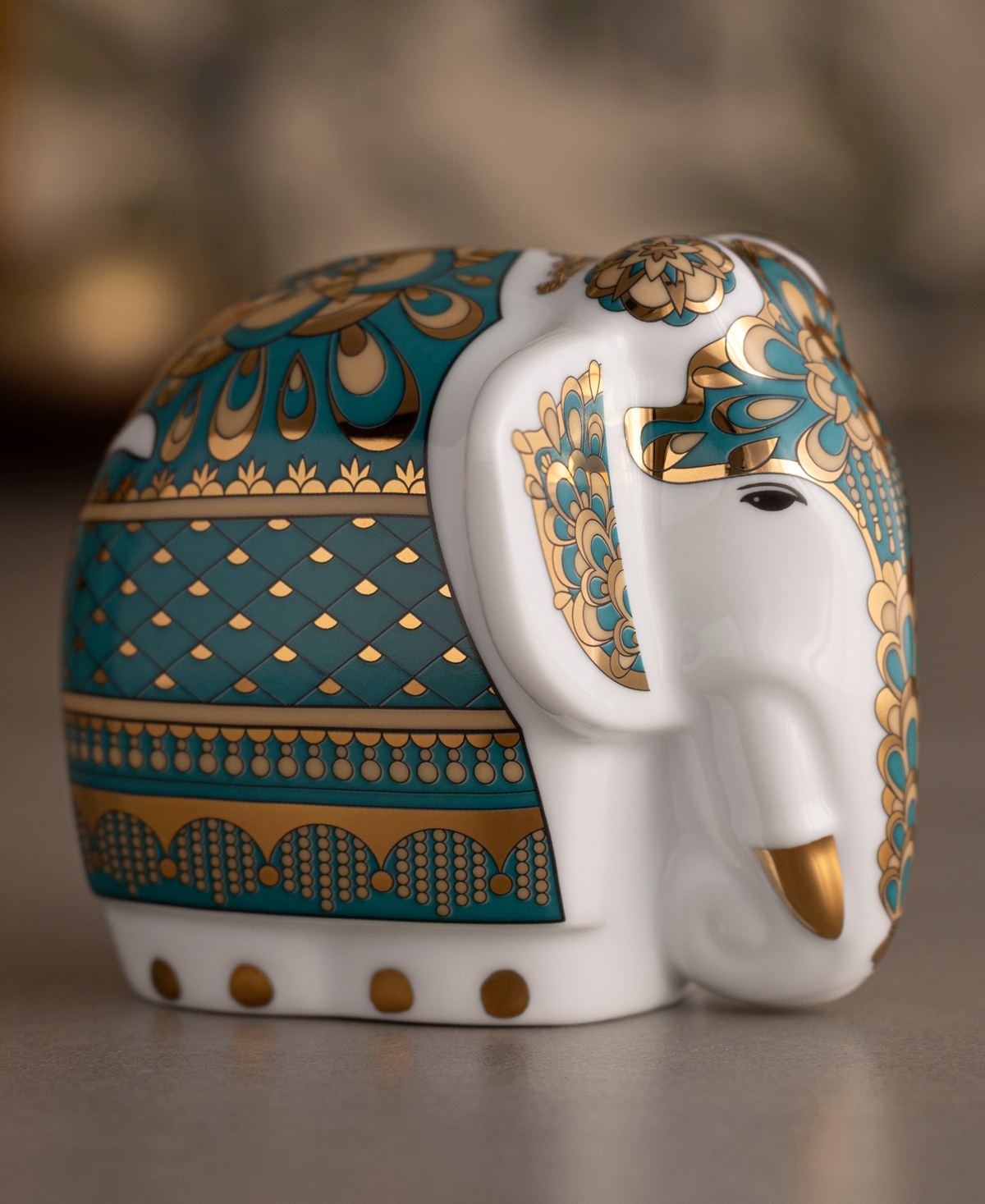 Noritake Bejeweled Elephant Figurine In Green