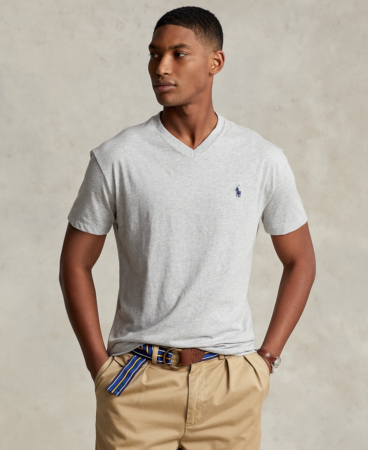 Polo Ralph Lauren Men's Classic-fit V Neck T-shirt In Gray