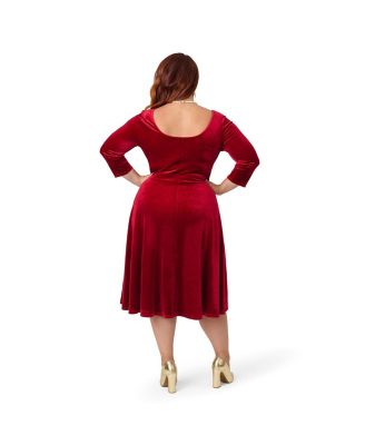 Plus Size Square Neck Pleated Swing Dress