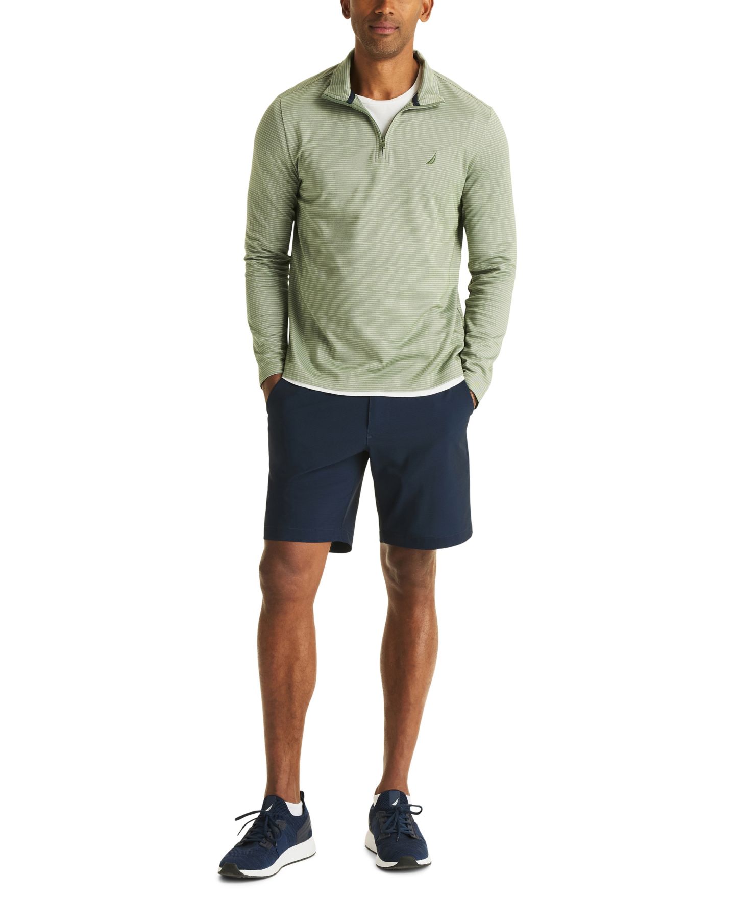 Мужская толстовка Nautica Striped Quarter-Zip, цвет: Бронзовый зелёный — фото 4