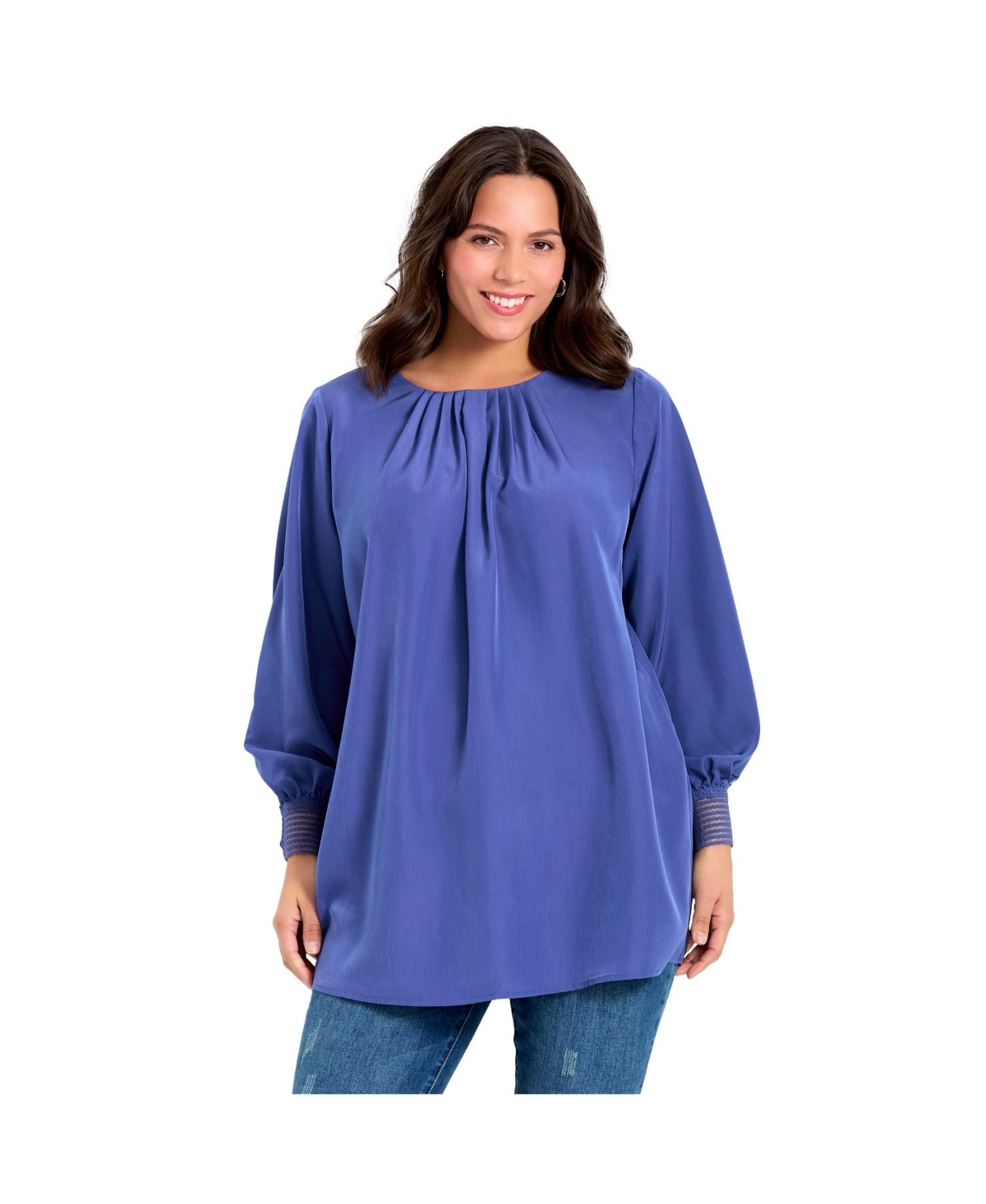 Avenue Women's Pleated Peasant Blouse
