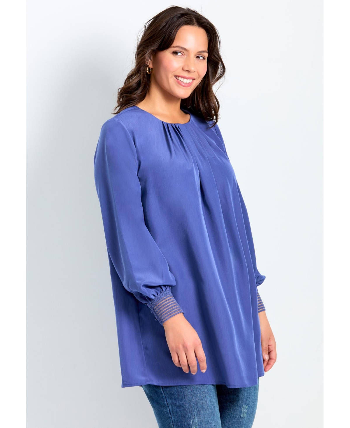 Avenue Women's Pleated Peasant Blouse