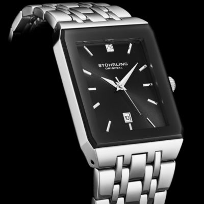 4084 Modern Rectangular Bracelet Watch – Sunray Dial, Date Display, Slim Stainless Design