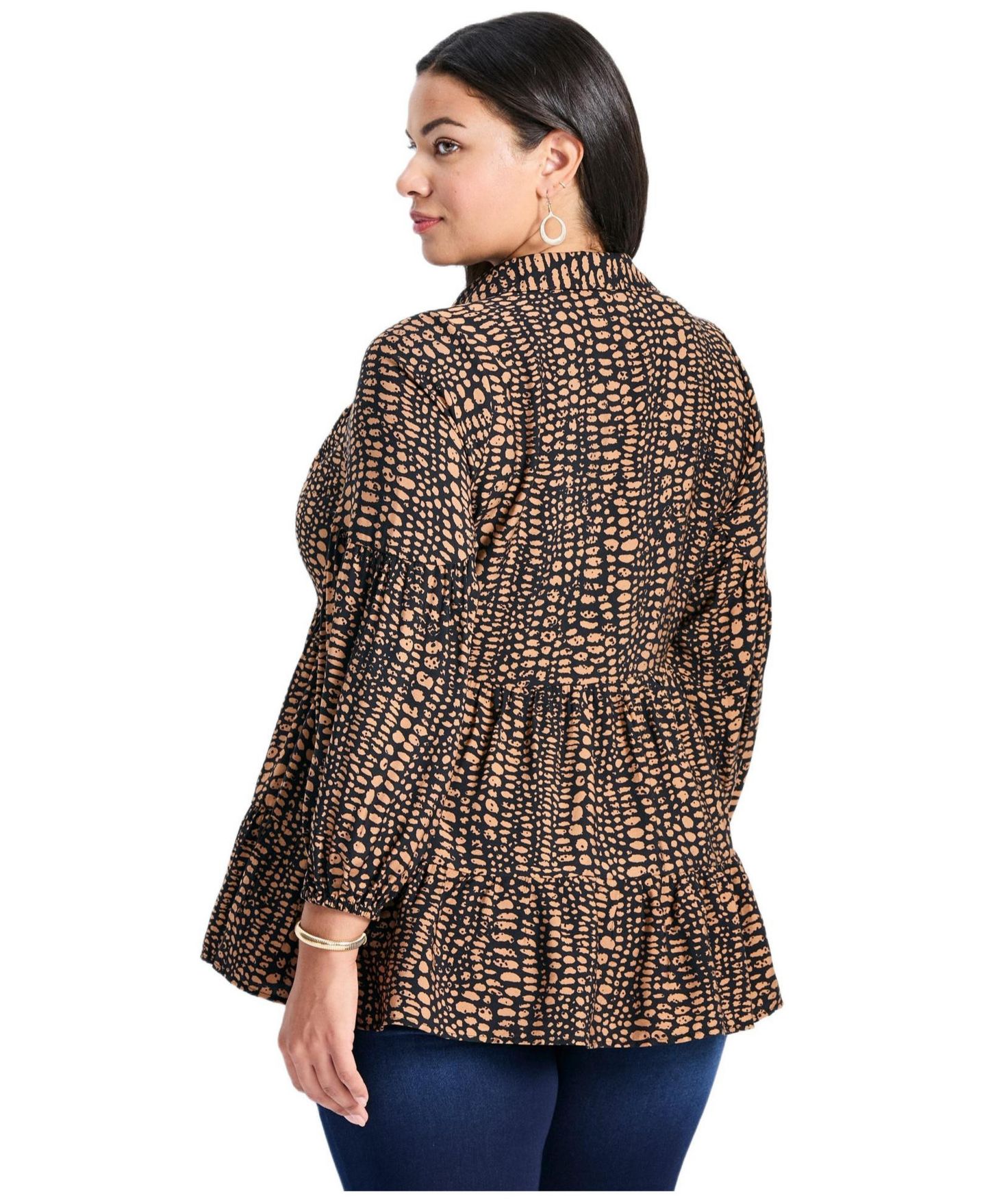 Женский топ Avenue Flora Blouson Tiered Tunic, цвет: Медный — фото 2