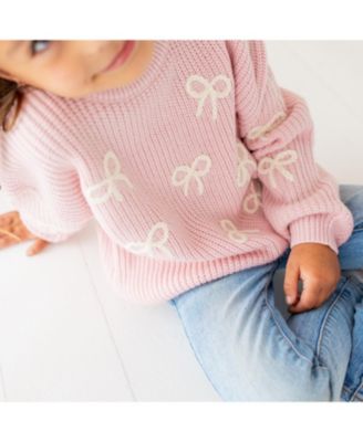 Toddler Girls All Over Bows Knit Sweater