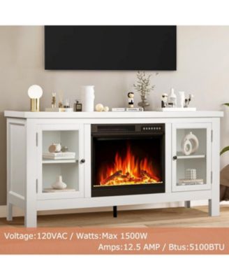 58"  Electric Fireplace with Mantel & Cabinets - 4 Flame Colors & 12 Effects, Remote Control, Overheat Protection for Living Room