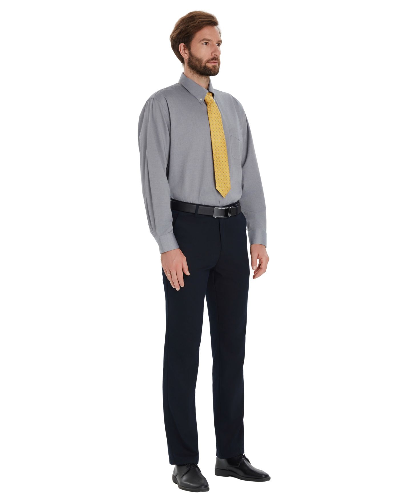 Мужская рубашка Club Room Pinpoint Button Front Solid Dress Shirt, цвет: Серый — фото 4