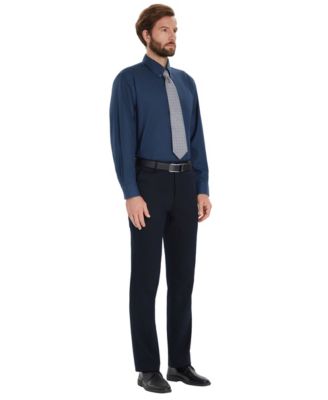Men's Pinpoint Button Front Solid Dress Shirt