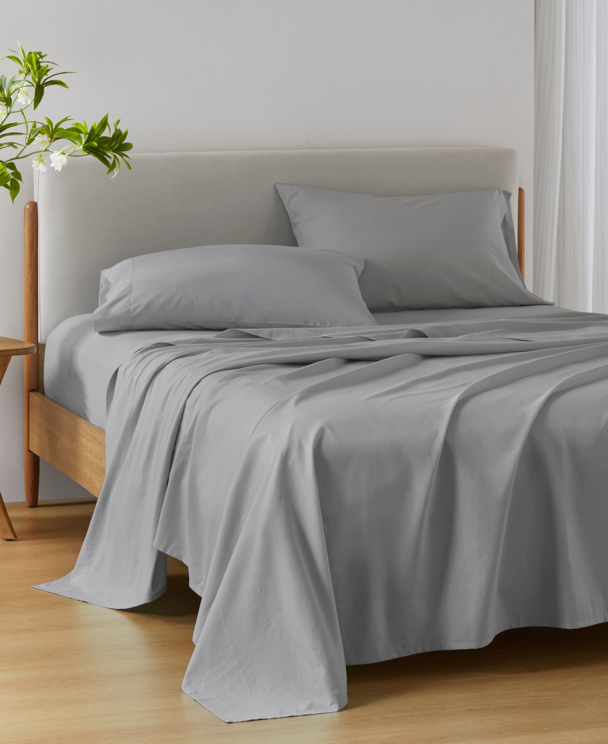 510 Design Super 144-thread Count Cotton 3-pc. Sheet Set, Twin Xl In Gray