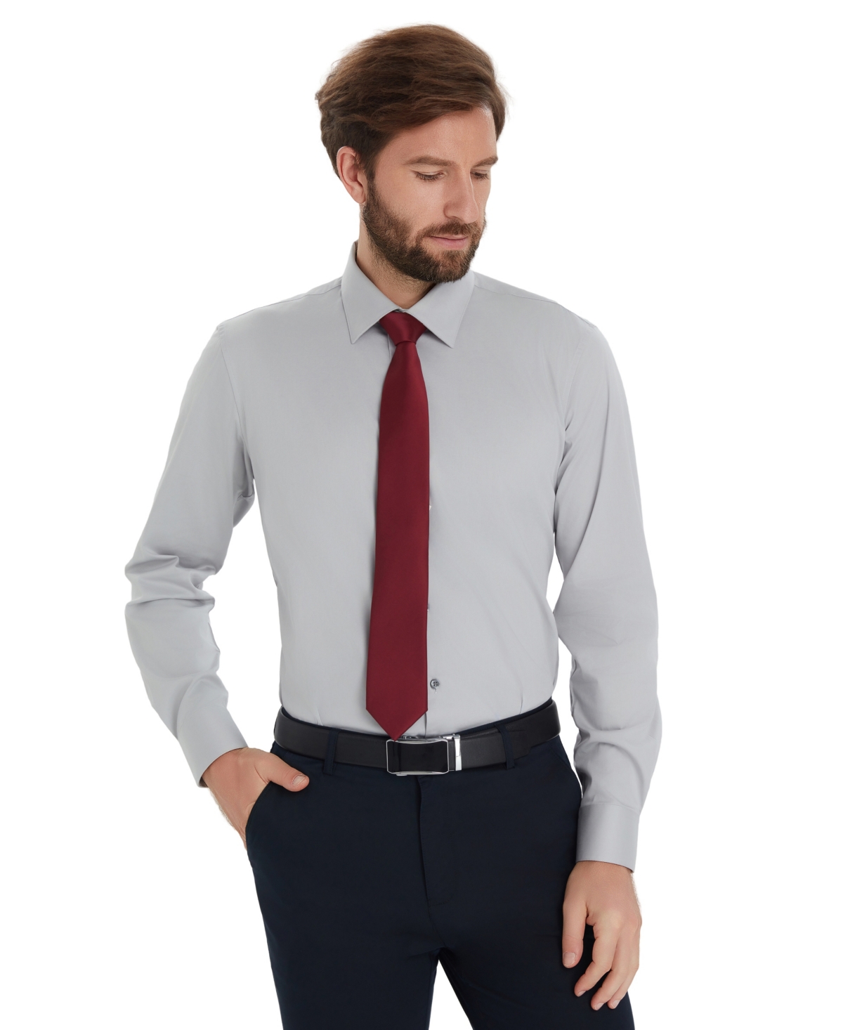 Alfani Men's Solid Slim-fit Dress Shirt, Macy's Exclusive In Blue