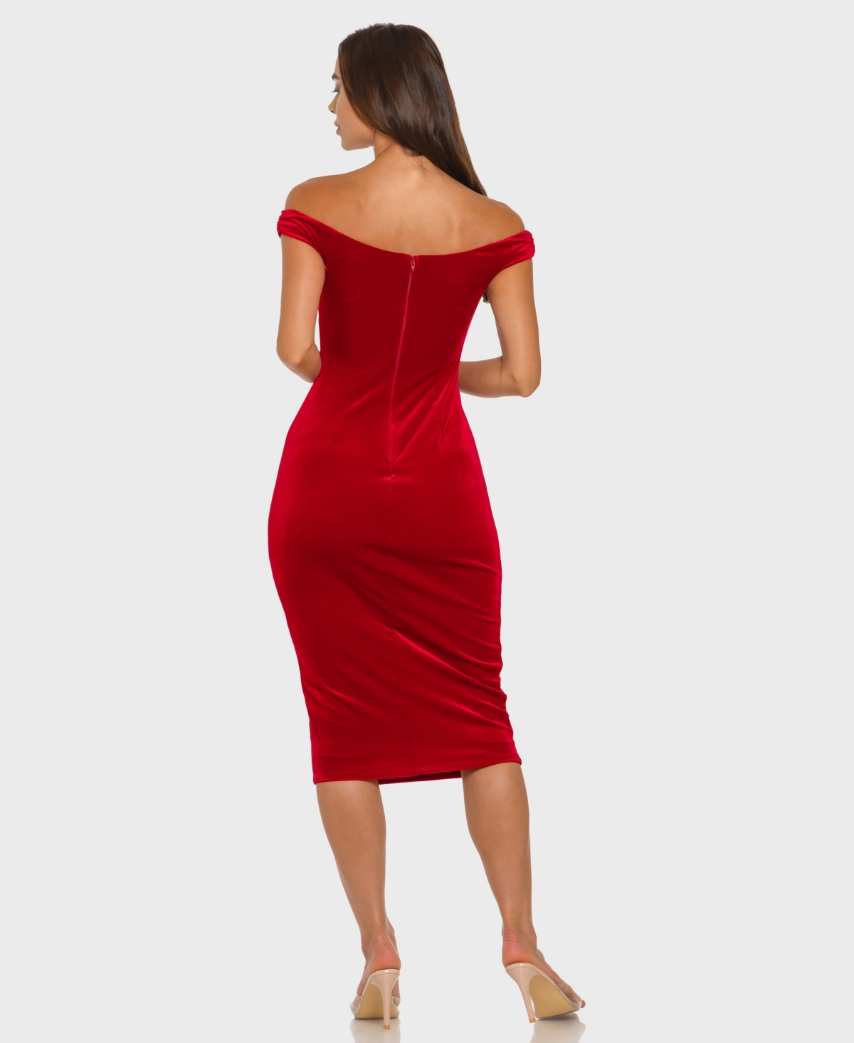 B Darlin Juniors' Off-the-shoulder Midi Dress In Red