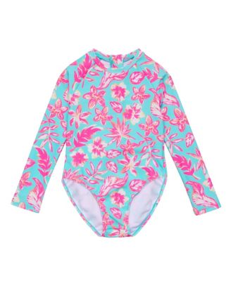 Big Girls Tropical Glow Recycled LS Surf Suit