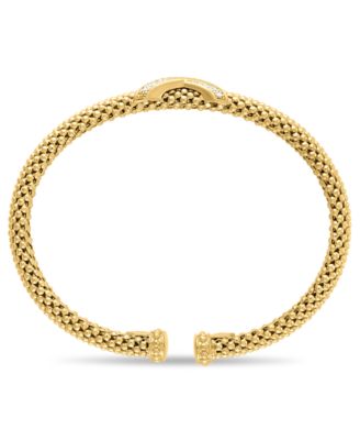 Diamond X Station Mesh Cuff Bangle Bracelet (1/6 ct. t.w.) in 14k Gold Over Sterling Silver