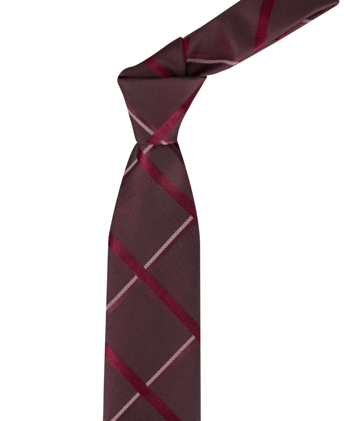 Calvin Klein Men's Isabella Grid Tie In Burgundy