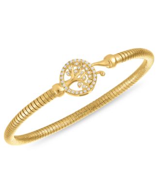 Macy's - Diamond Tree Of Life Bangle Bracelet (1/5 ct. t.w.) in 14k Gold Over Sterling Silver