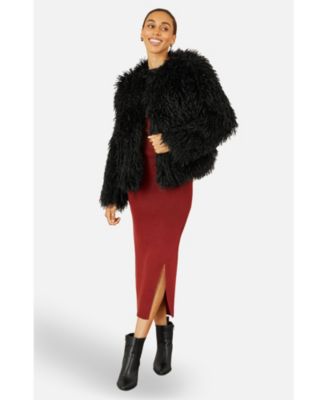 Women's Luxe Fluffy Faux Fur Coat