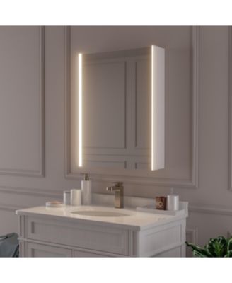 30x23inch LED Lighted Medicine Cabinet with Mirror, Dimmable, 3000K/5500K, Adjustable Shelf, Flat-Pack Design, Assembly Required (White