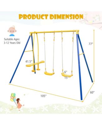 Metal Swing Set for Backyard with 2 Swing Seats and 2 Glider Seats