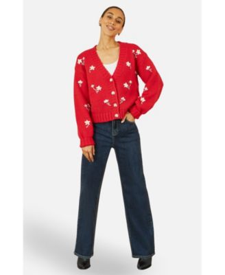 Women's Hand Embroidered Chunky Knitted Cardigan