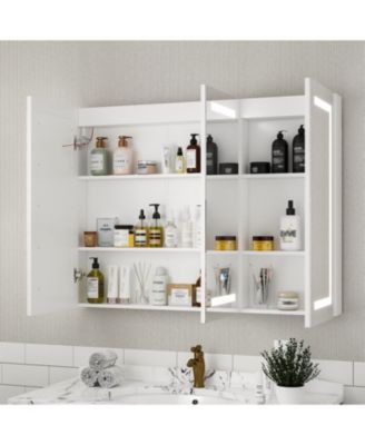 Bathroom Cabinet with LED Mirror, Anti-fog function
