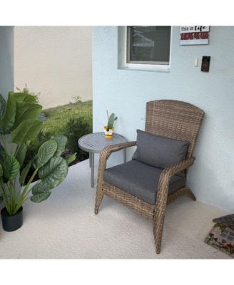 Patio Wicker Adirondack Chair with Soft Cushions, Charcoal
