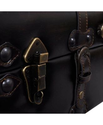 Storage Bench 43.7" Dark Brown Solid Wood Pine&Faux Leather