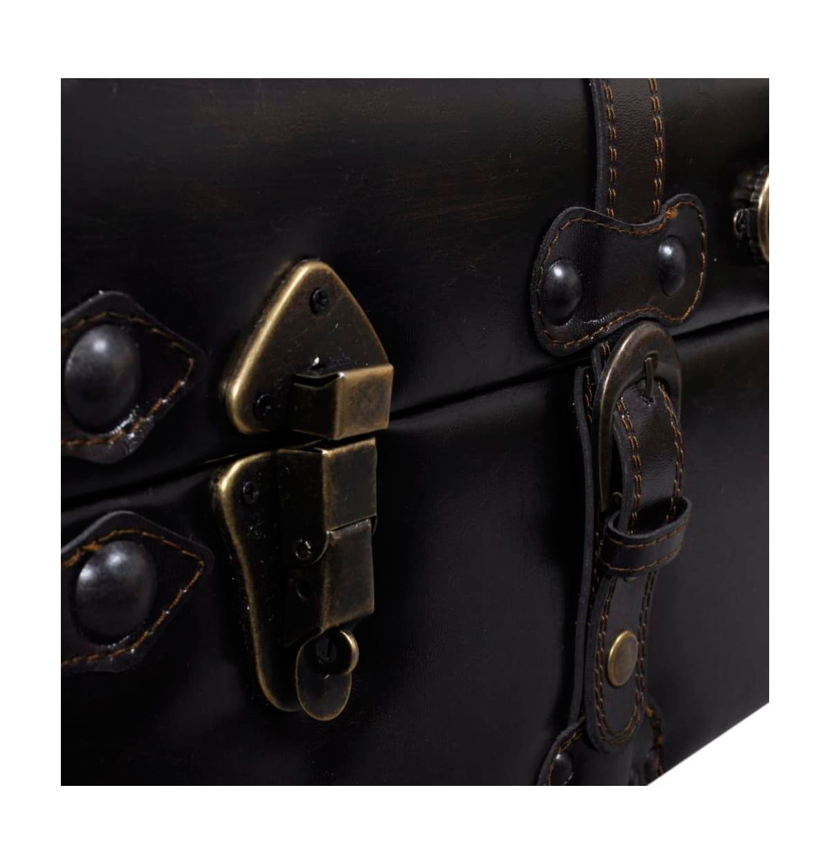 Storage Bench 43.7" Dark Brown Solid Wood Pine&Faux Leather