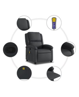 Large Massage Recliner Chair with Real Leather Upholstery, Adjustable Footrest, and Metal-Plywood Frame
