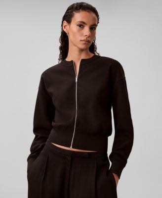 Women's Crewneck Zip Front Cardigan Jacket