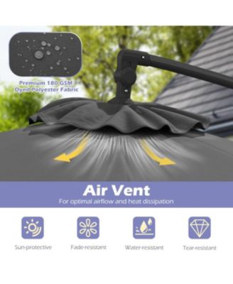 Offset Patio Umbrella with Base and 32 LED Lights