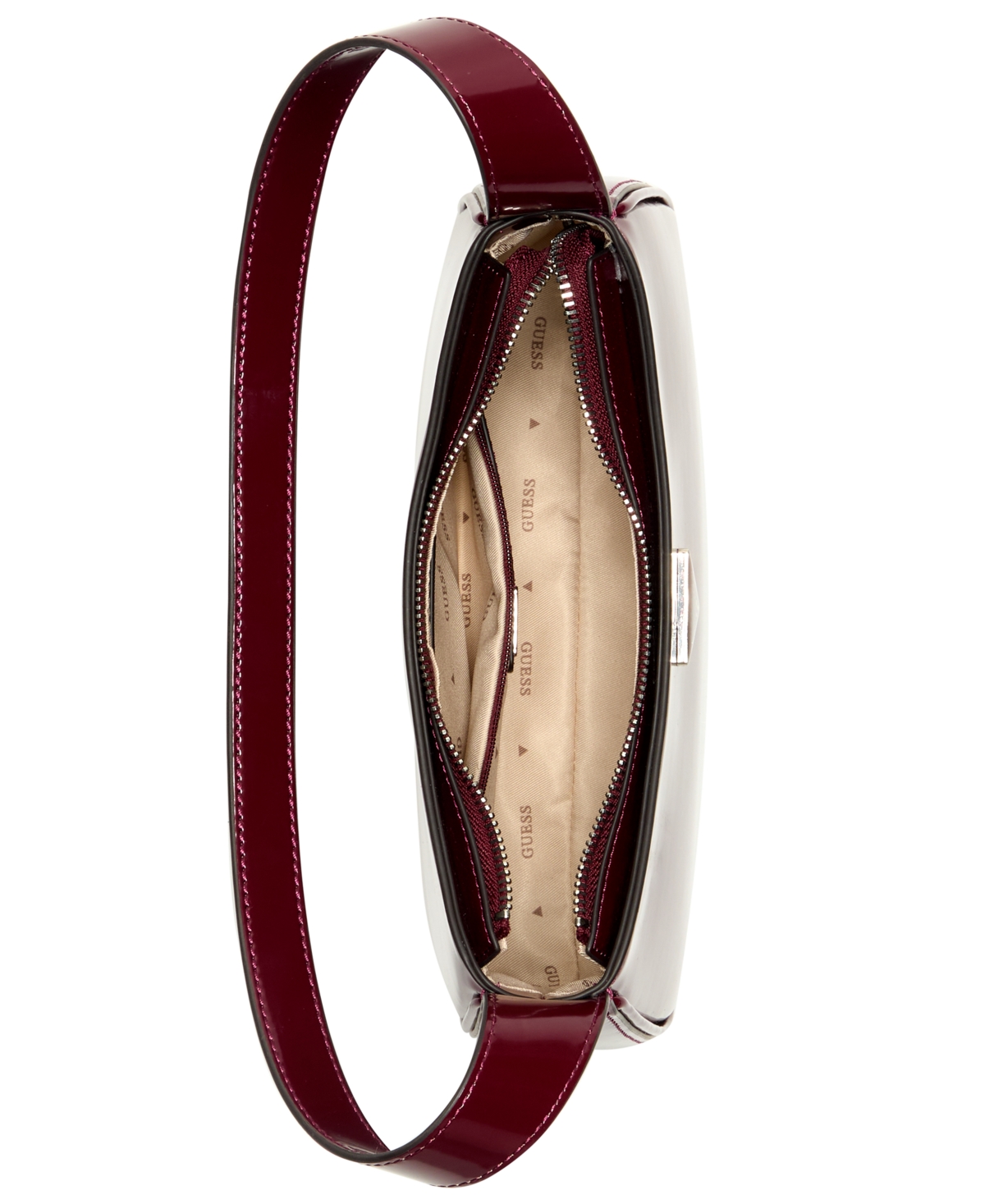 Guess Arnela Top Zip Small Shoulder Bag In Burgundy