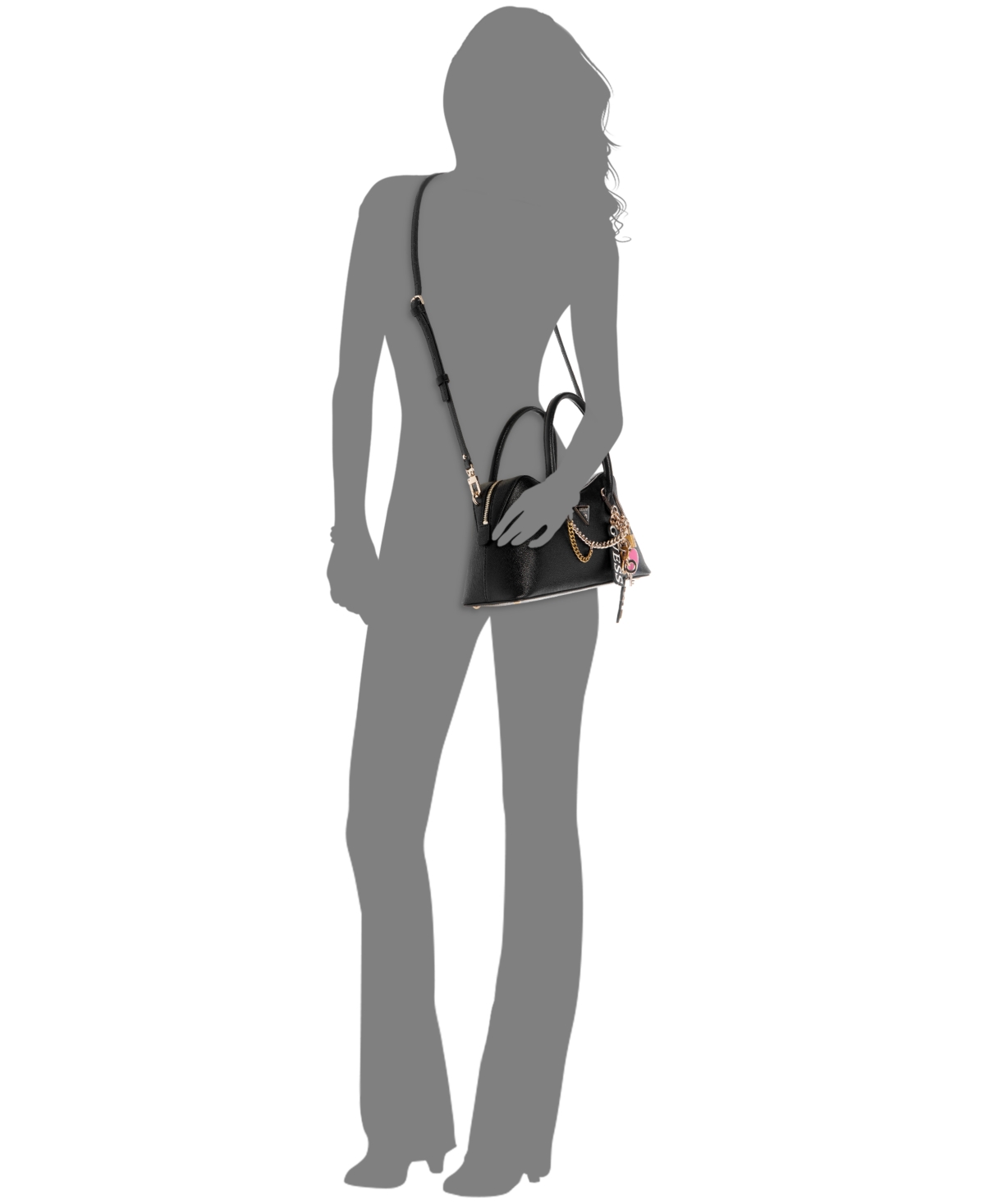 Guess Davina Medium Satchel Bag In Black