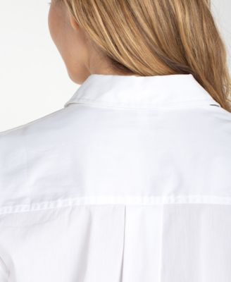 Women's Petite Adjustable Sleeve Woven Top