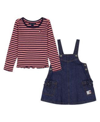 Tommy Hilfiger - Girls Toddler 2T-4T 2-Piece Striped T-Shirt and Skirtall Set