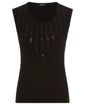 Women's Rib Knit Shell with Sequin Detail
