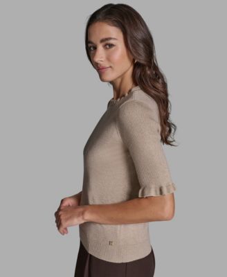 Women's Shiny Crewneck Sweater Top