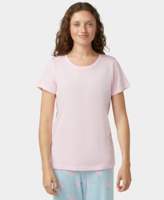 Women's Solid Short-Sleeve Scoop-Neck Sleepwear Top