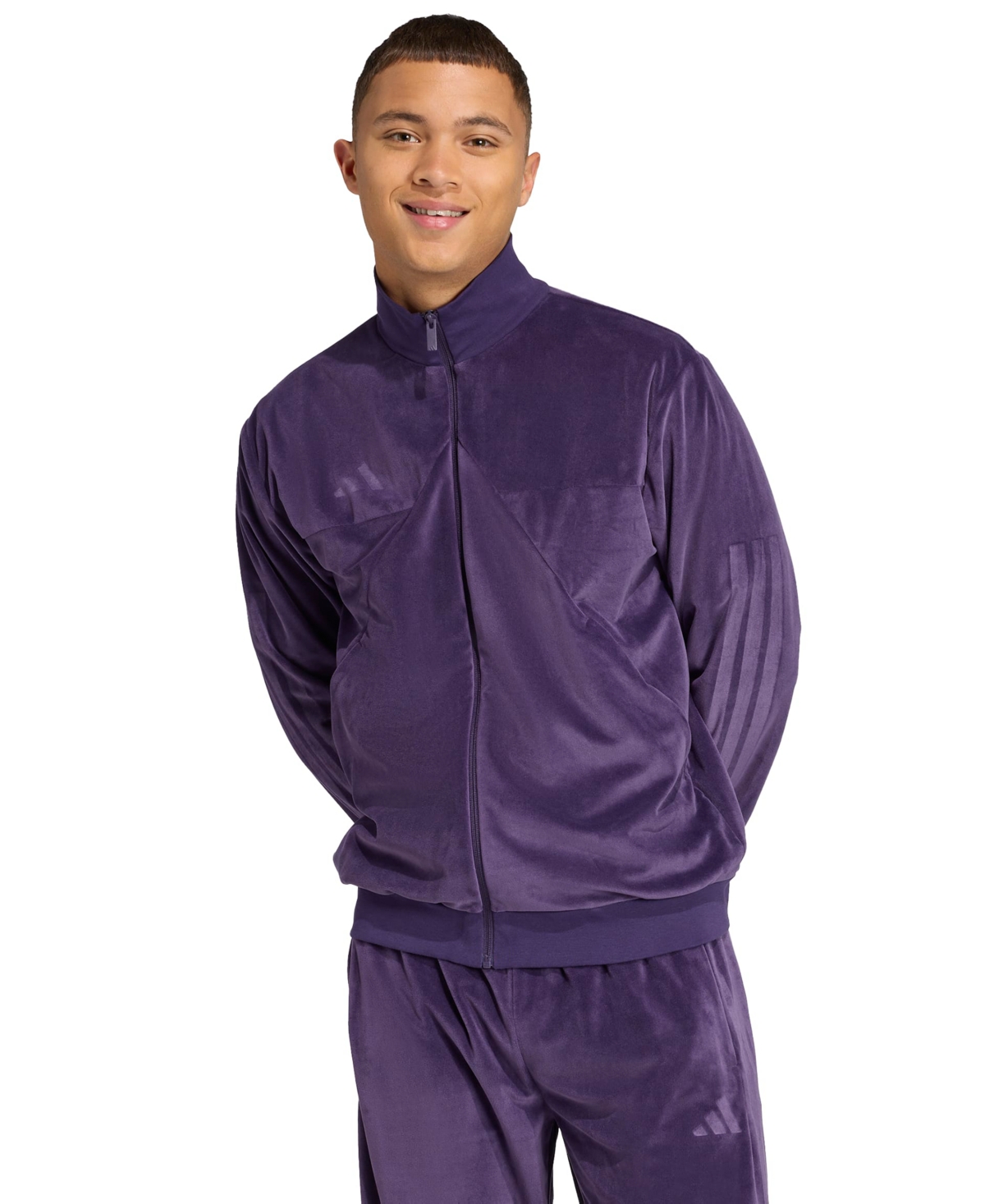 adidas Men's House of Tiro Velour Long-Sleeve Track Jacket - Aurora Plum