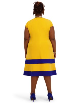 Women's Cap Sleeve Knee Length Fit & Flare Dress, Regular and Plus Size