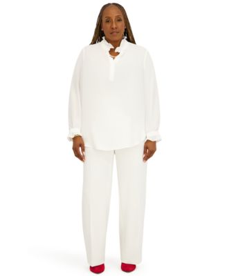 Women's V-Neck Long-Sleeve Top, Regular and Plus Size