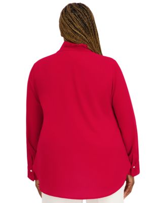 Women's V-Neck Long-Sleeve Top, Regular and Plus Size
