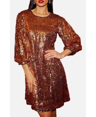 Women's Balloon Sleeve Sequin Mini Dress