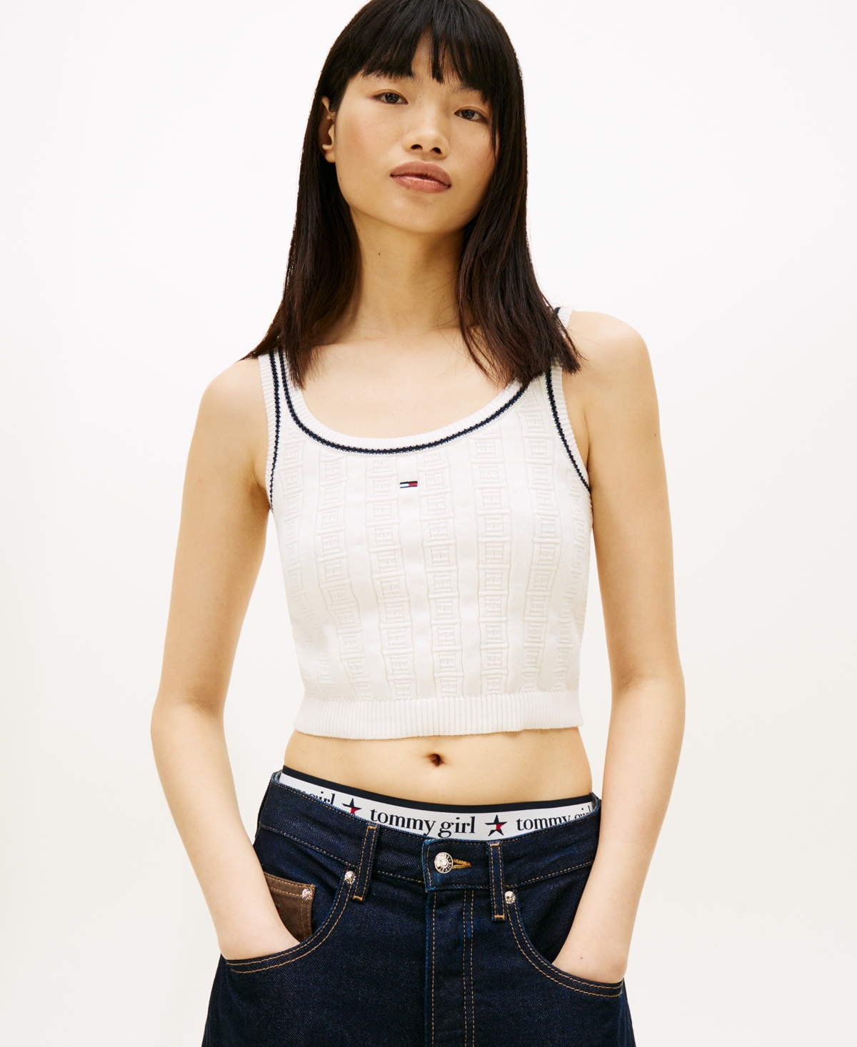 Tommy Jeans Women's Flag Cable Cropped Tank Top