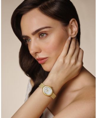 Women's Angelica Watch with Mother of Pearl Dial, Topaz Gemstones and Stainless Steel Bracelet 1341BANS