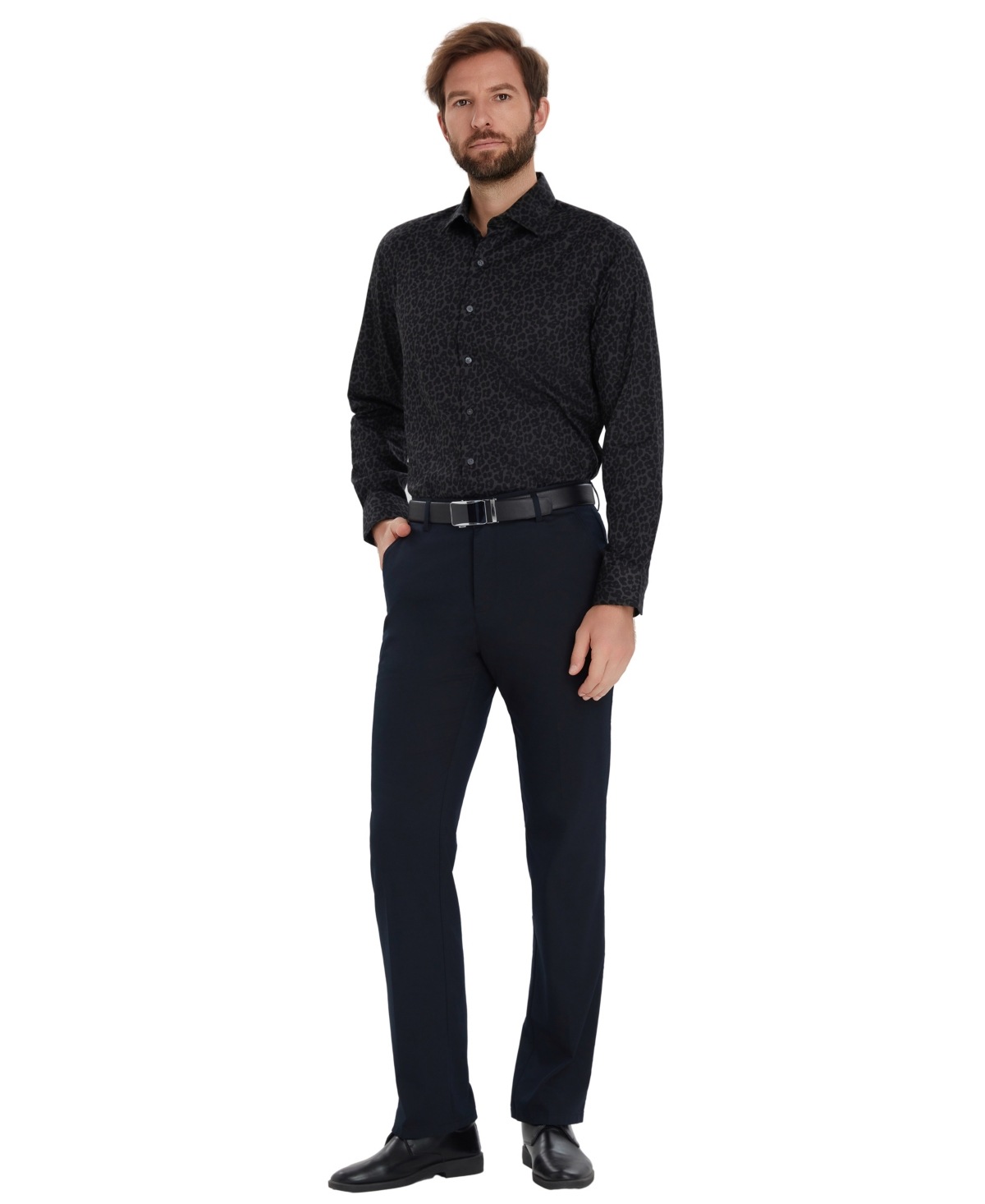 Bar Iii Men's Leopard Printed Long-Sleeve Dress Shirt, Macy's Exclusive