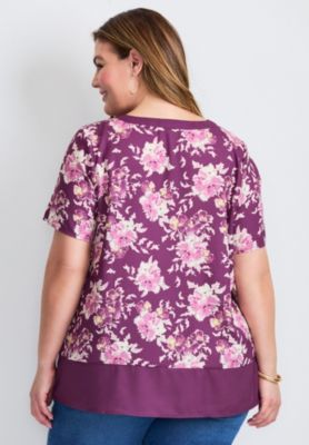 Women's Plus Size Color Block Hem Top