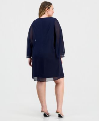 Plus Size V-Neck Embellished-Trim Dress