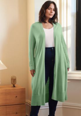 Women's Plus Size Raglan Sleeve Duster Cardigan